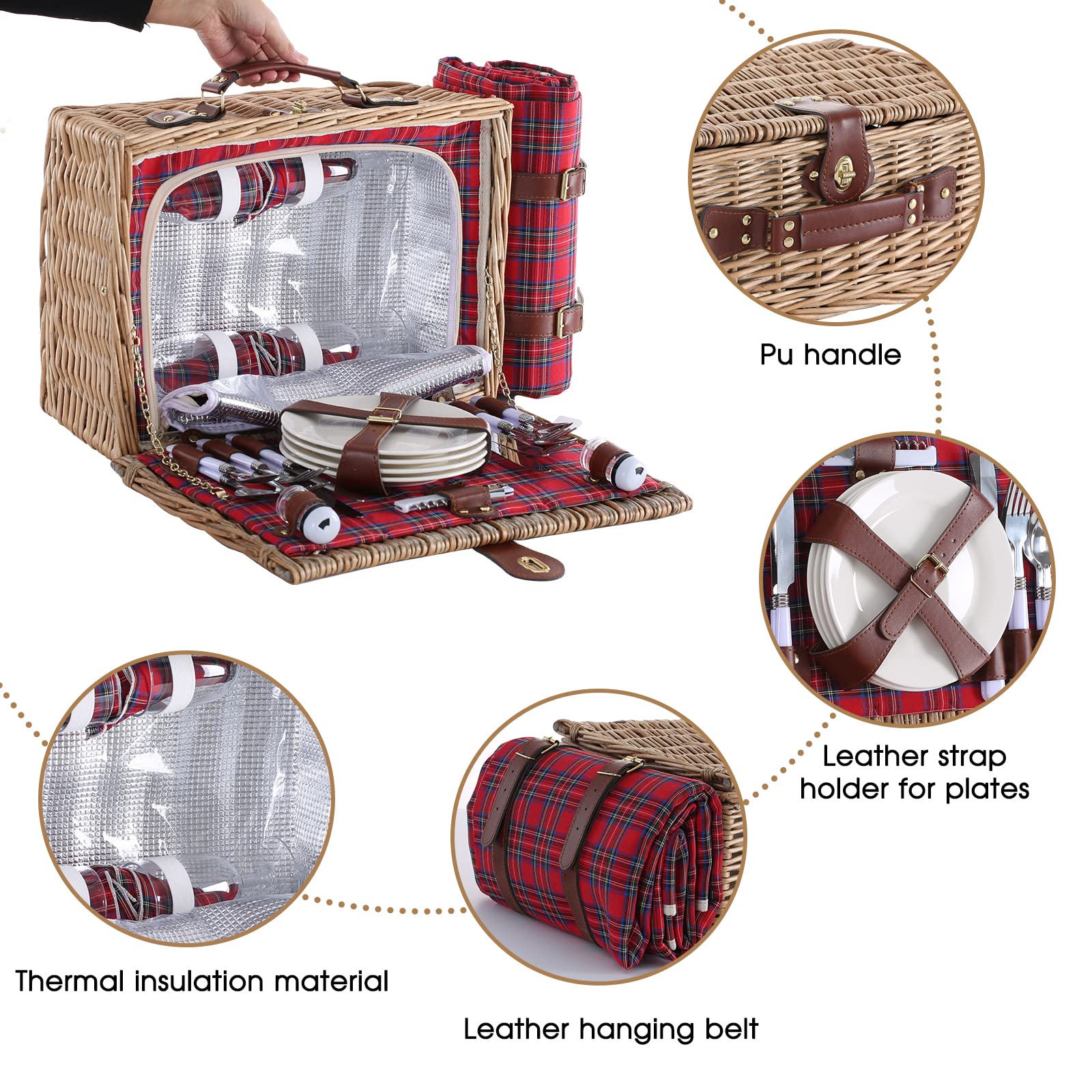 HYBDAMAI PU leather handle and buckles for comfortable carrying and safety