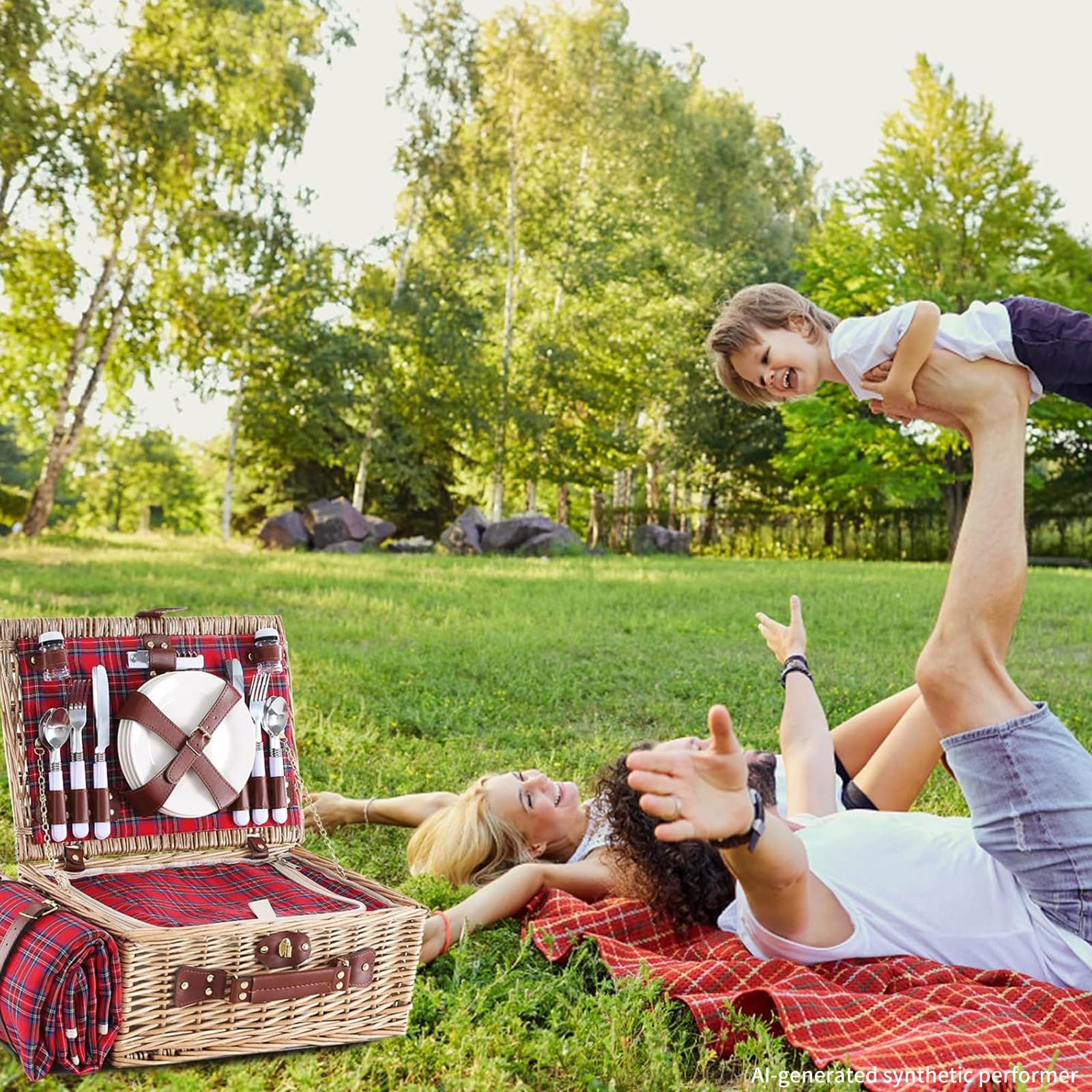 HYBDAMAI picnic in park with set laid out illustrating stylish outdoor dining