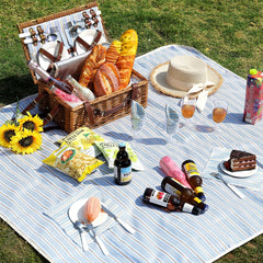 HYBDAMAI open basket displaying organized plates glasses and cutlery for easy setup