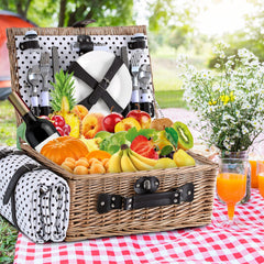 HYBDAMAI open basket displaying plates, cutlery and glasses for organized packing benefit