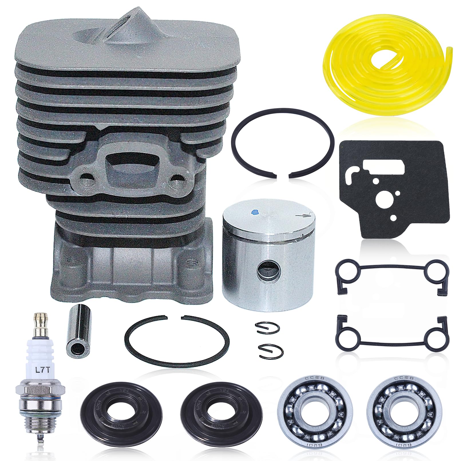 Hyceker front view of cylinder piston kit showing parts for easy verification and correct fit