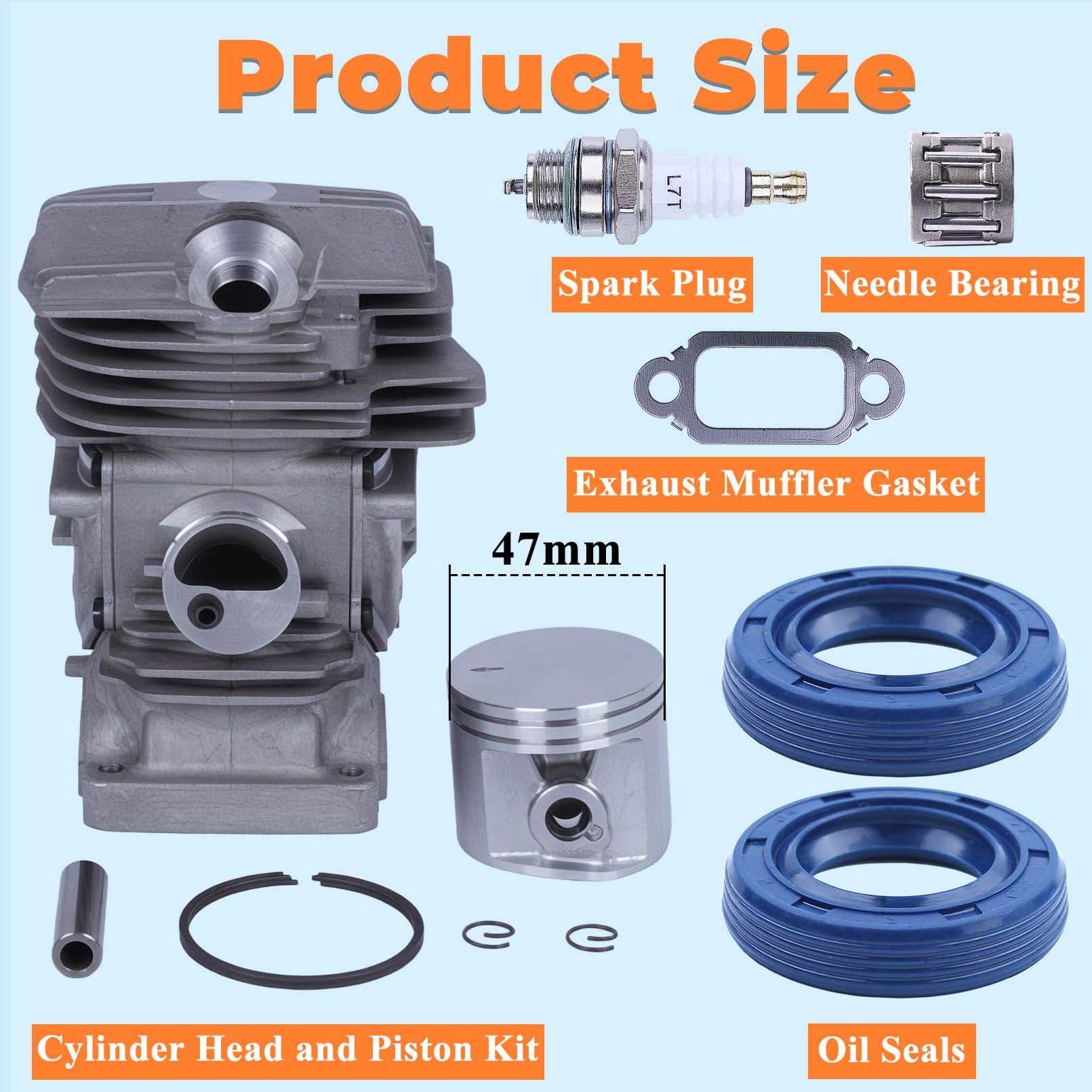 Hyceker piston detail with rings and pin visible to assist correct installation