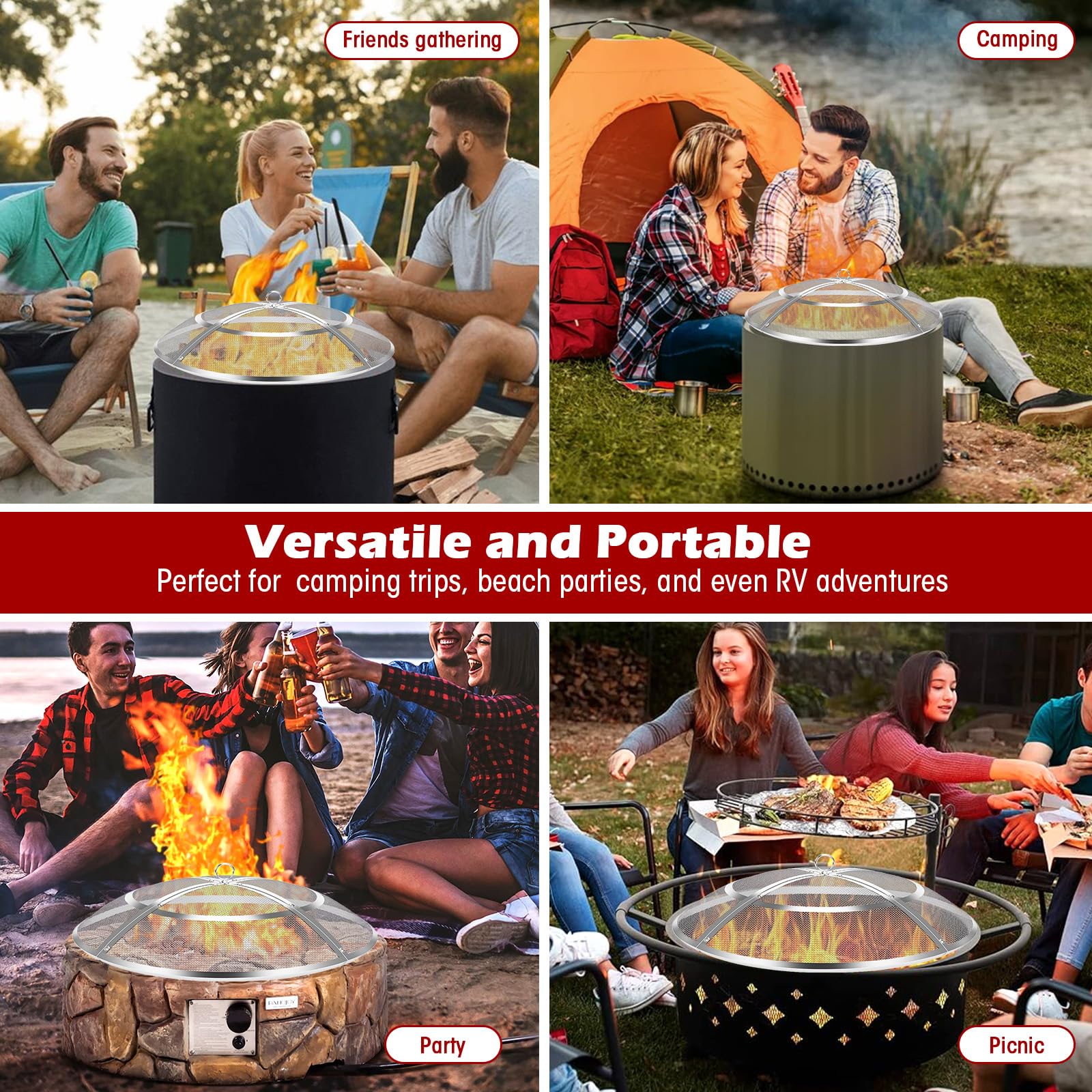 Hydream spark screen at beach campfire demonstrating portability and outdoor versatility