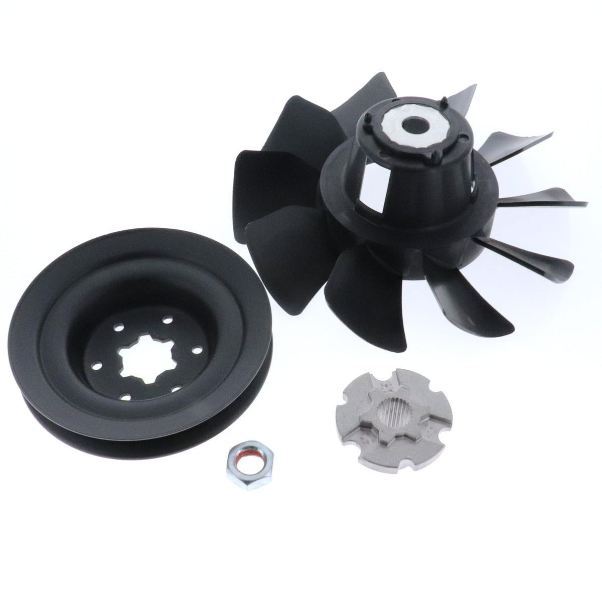 Hydro-Gear 72124 front assembly close-up showing OEM fit and reliable cooling