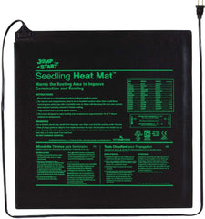 Hydrofarm front view of black 20x20 heat mat showing compact footprint and reliability