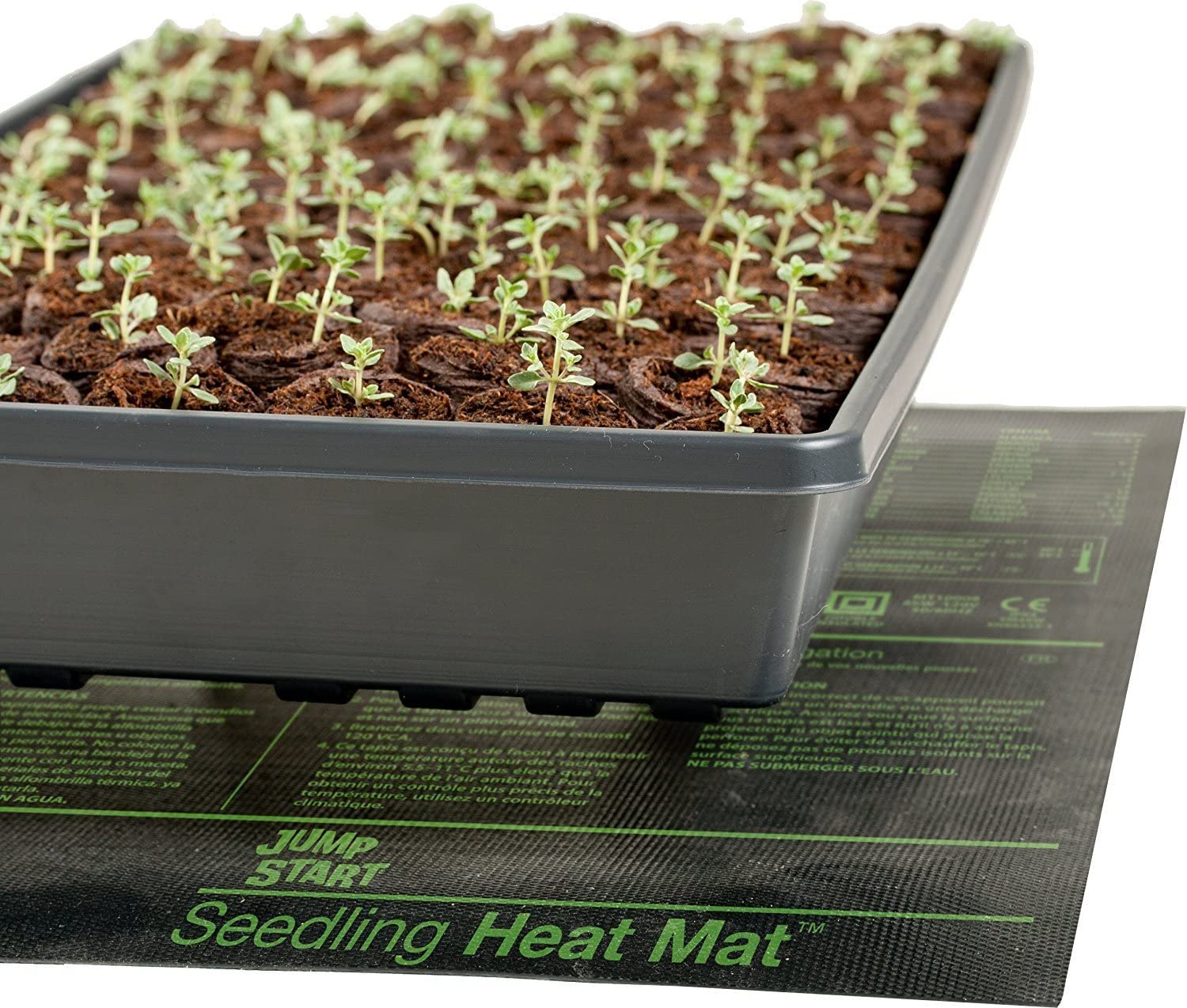 Hydrofarm printed lighting and watering tips on mat surface for quick reference and easier use