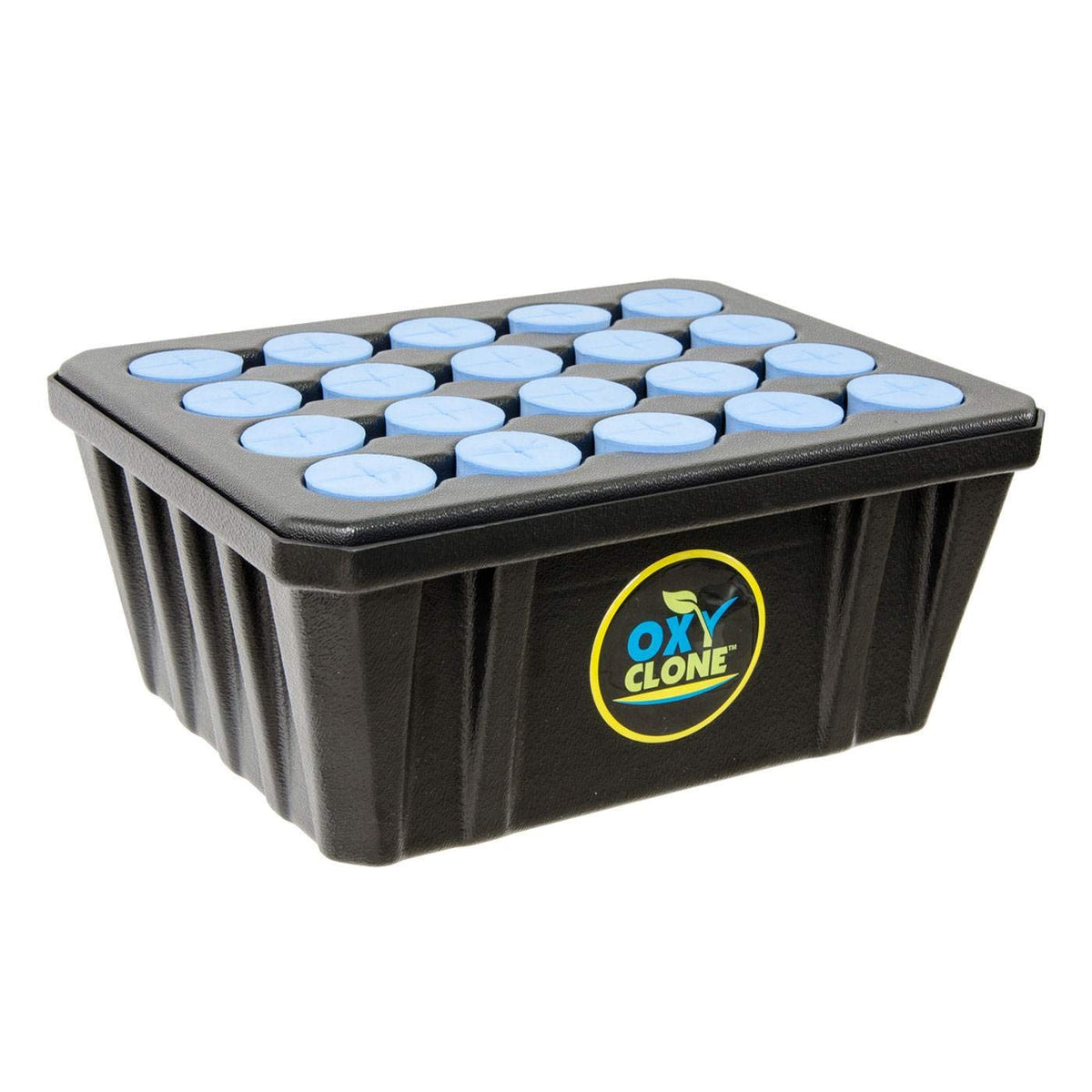 Hydrofarm Oxyclone OX20SYS front view showing reservoir and lid, clear organization benefit