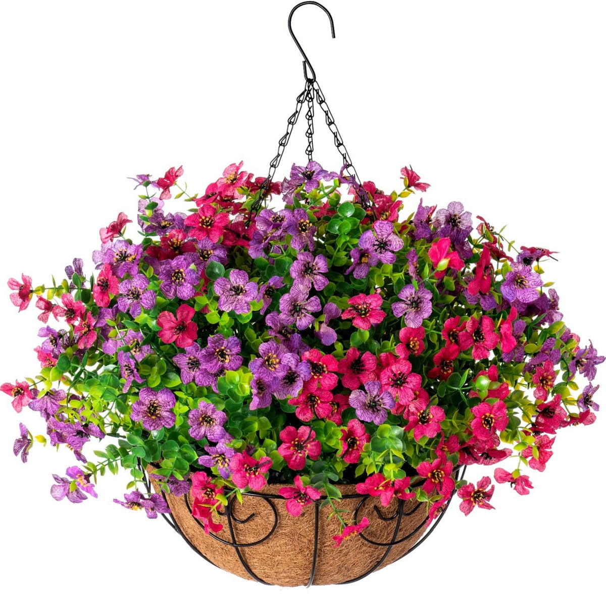 HyeFlora front view hanging basket showing colorful flowers and immediate curb appeal
