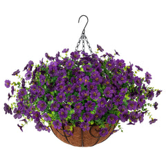 HyeFlora front view of hanging basket showing full silk blooms and curb appeal