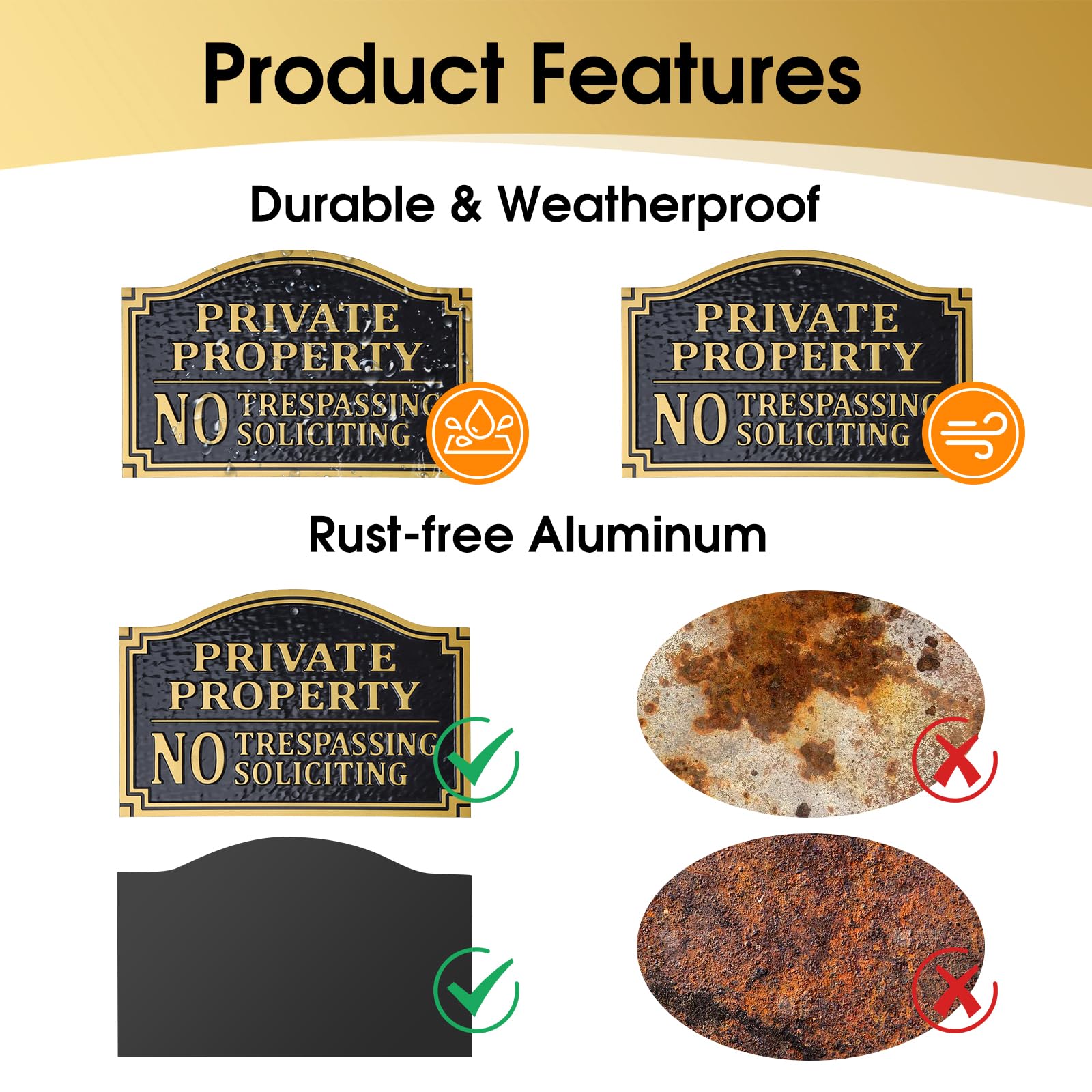 HYF DESIGN sign edge showing 0.2 inch aluminum thickness for long-lasting durability