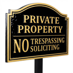 HYF DESIGN front view of no trespassing sign shows clear message and professional finish