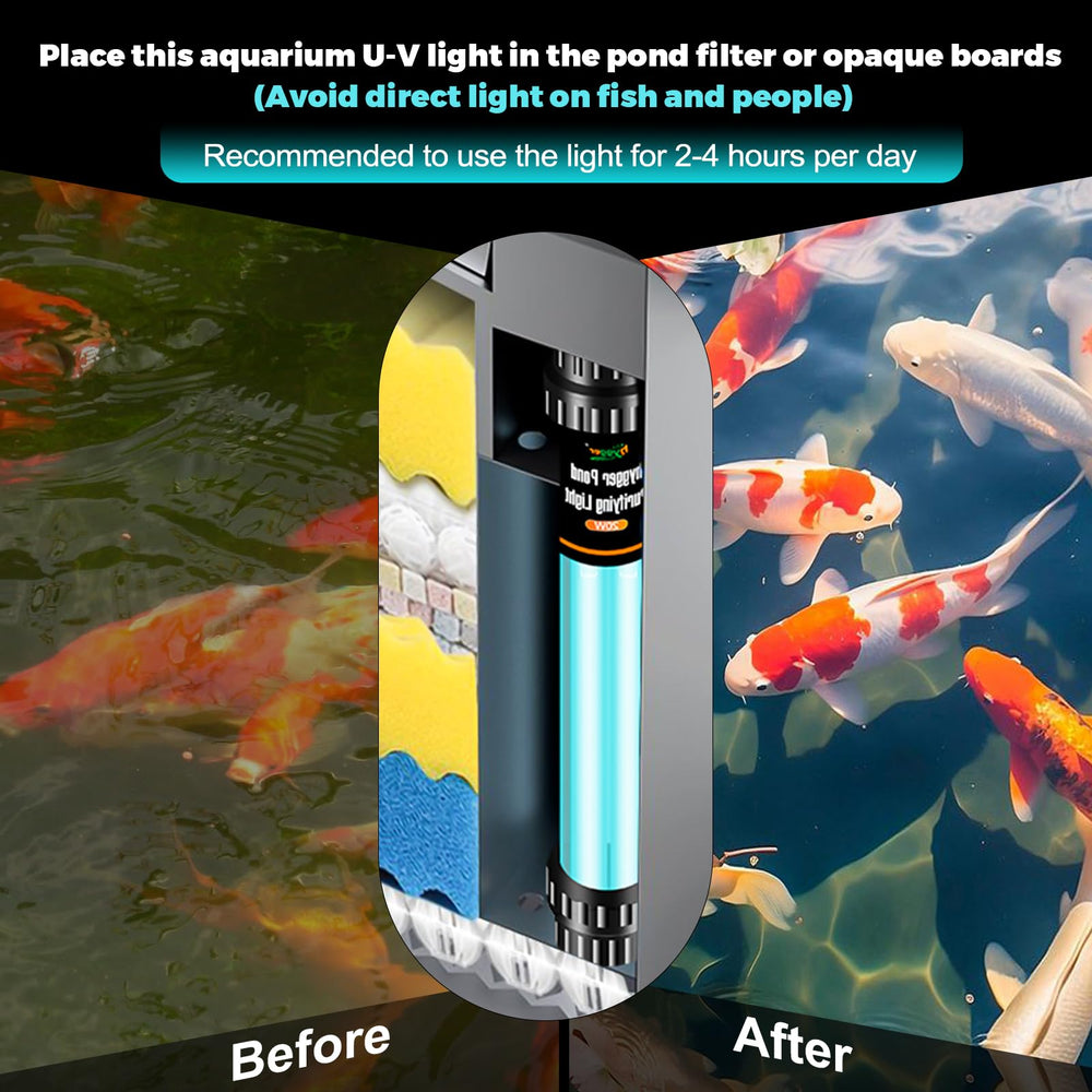 hygger close-up of dual-tube 42mm glass sleeve revealing lamp design, increases algae exposure