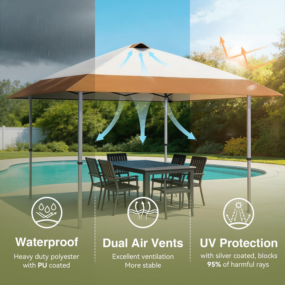 HYPER VENTURE canopy in backyard party scene providing comfortable shade benefit