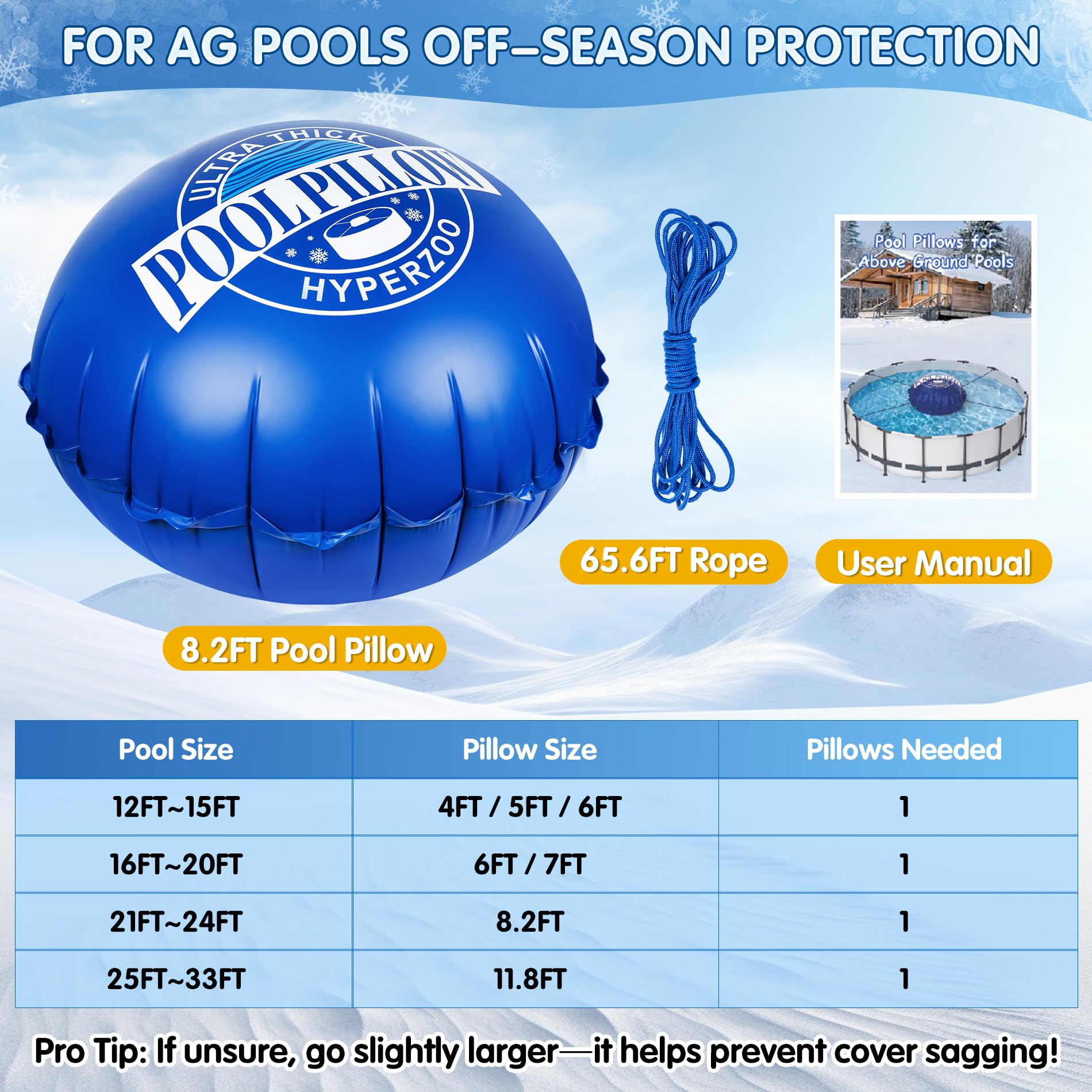 Hyperzoo deflated folded pillow for compact offseason storage convenience