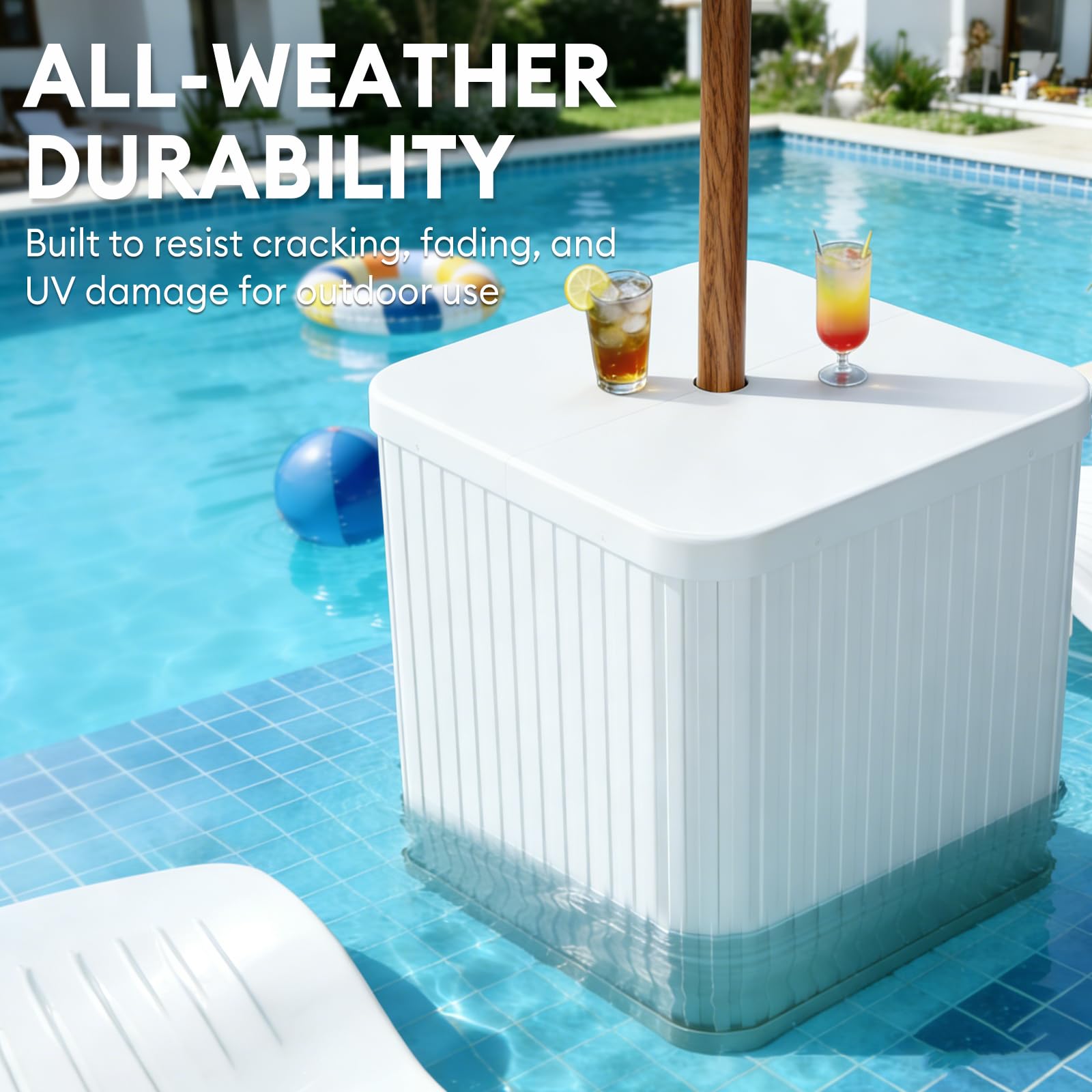 Hyperzoo poolside with drinks showing convenience and stable placement benefit