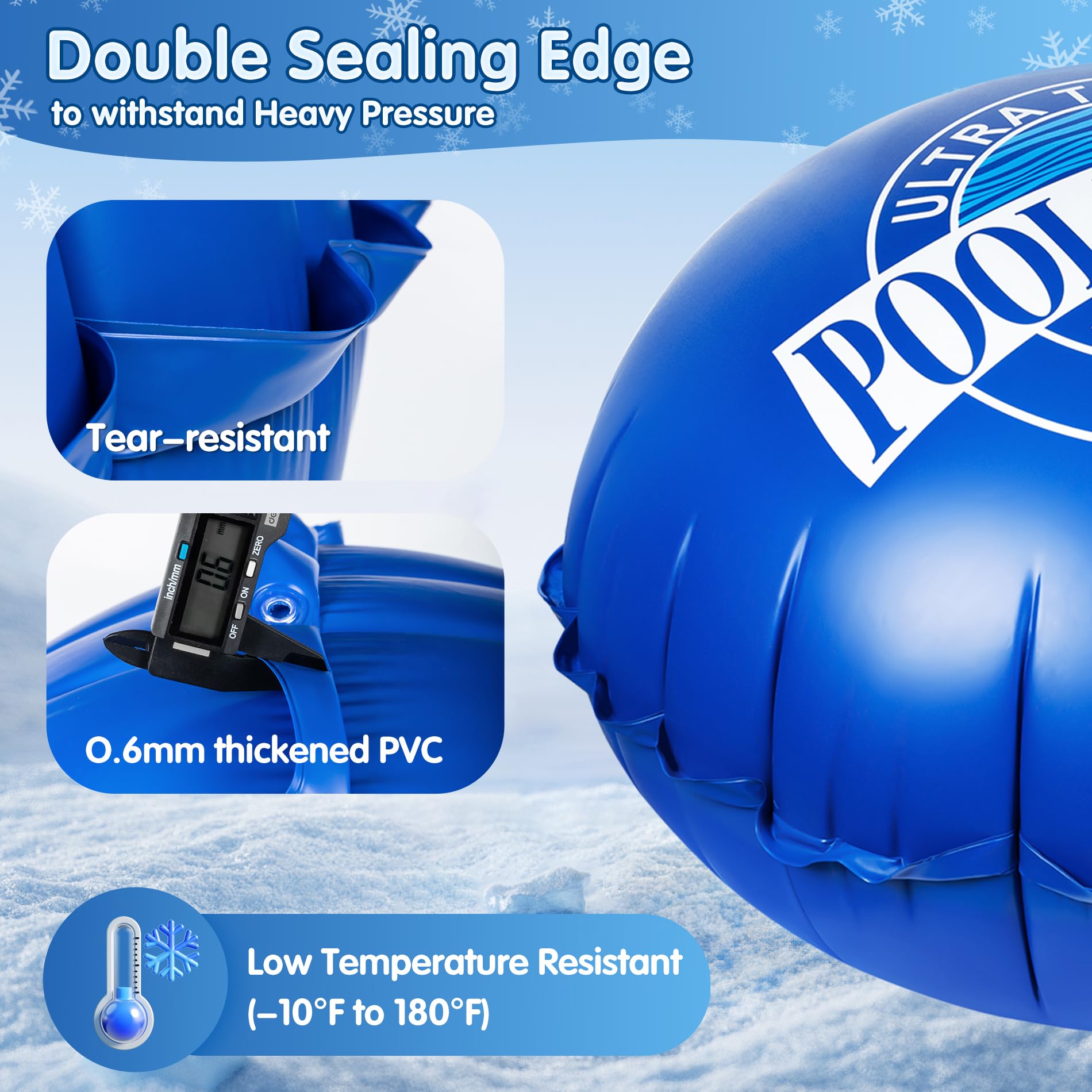 Hyperzoo pillow in above-ground pool showing correct scale and coverage
