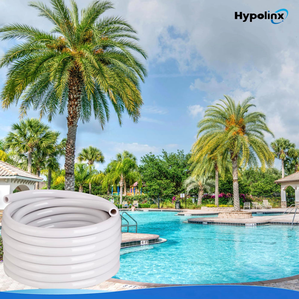 Hypolinx lifestyle shot of cleaner with hose on pool illustrating efficient, even cleaning