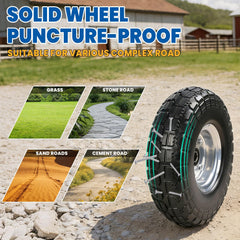 Hyssk wheel mounted on Gorilla Cart demonstrating durability and no-flat benefit