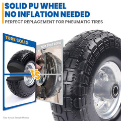 Hyssk close-up of tread pattern on solid PU tire for better traction benefit