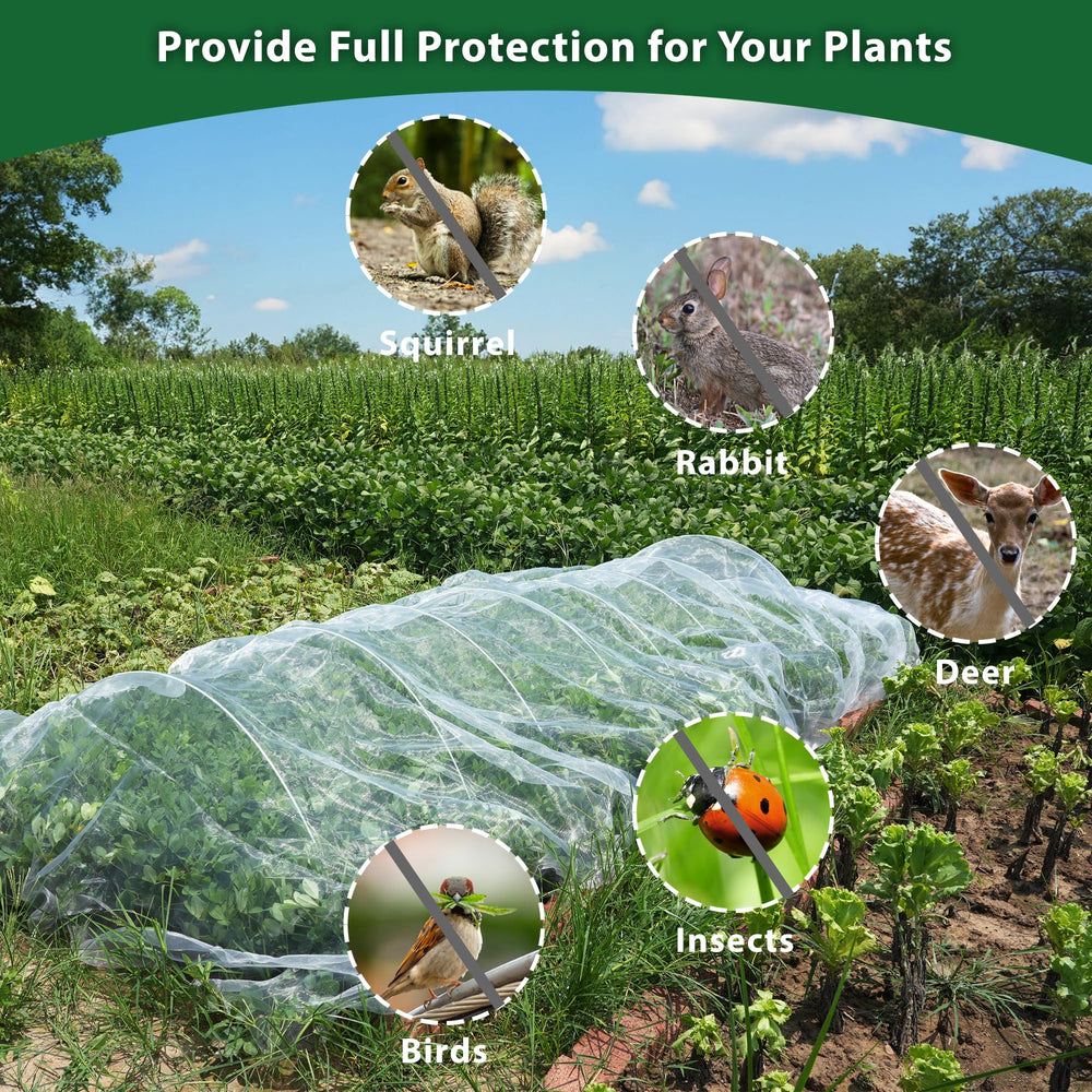 Hyxanons covering young fruit tree to block birds and small mammals