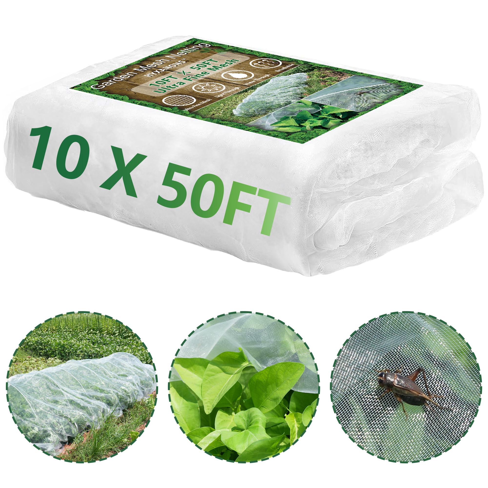 Hyxanons roll front view showing full-length netting and label benefit