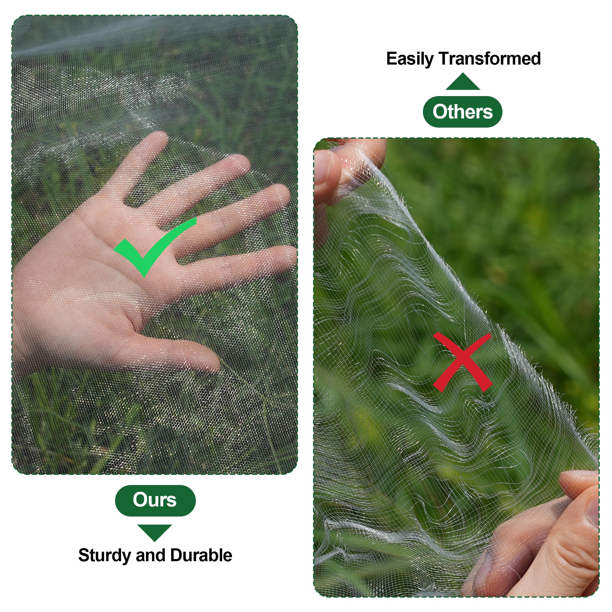 Hyxanons net held by hands to show 50ft scale and easy handling