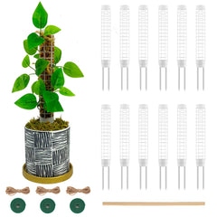 HYYZ front view of 12-pack small moss poles showing stackable design and white finish, durable support