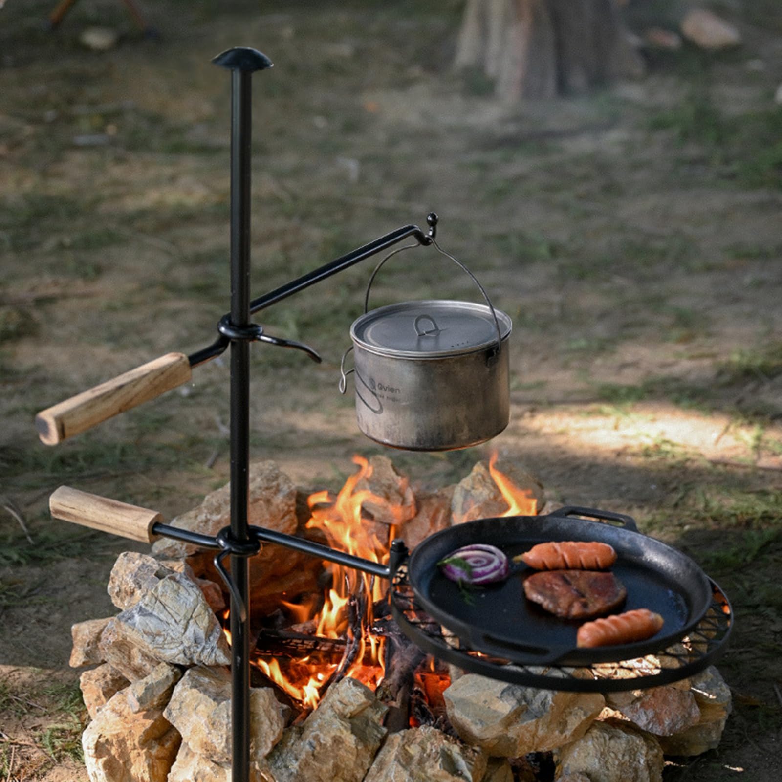 HZGAMER front view of packed fire pit grill showing compact portability and quick setup benefit
