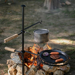 HZGAMER front view of packed fire pit grill showing compact portability and quick setup benefit