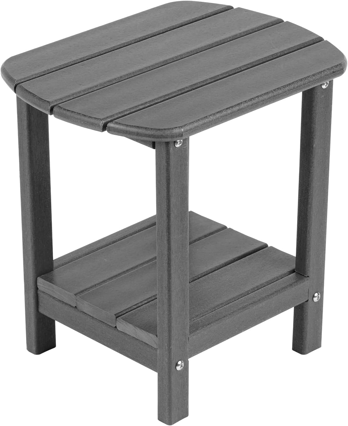 HZLBZYON front view of square outdoor side table showing sturdy, weatherproof design