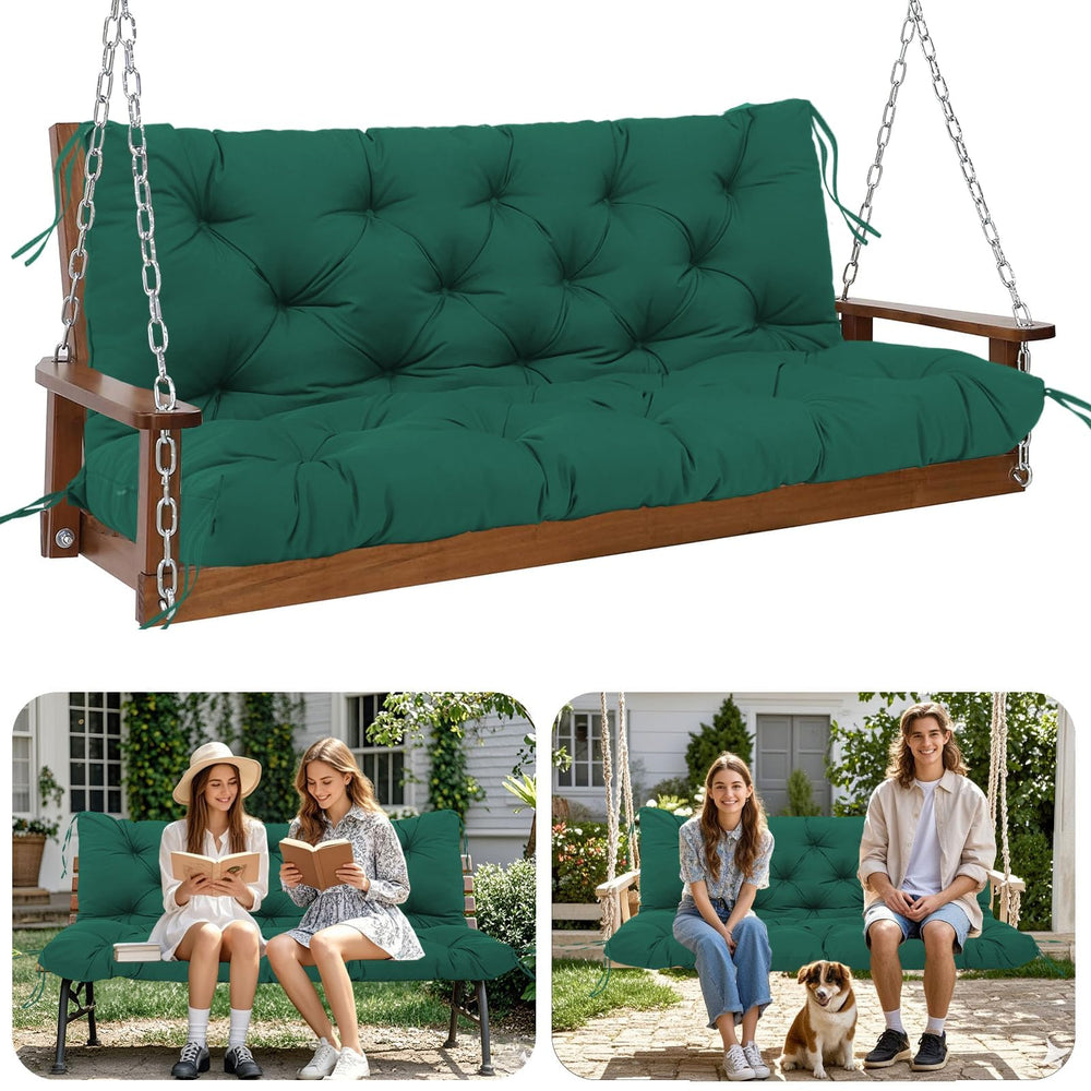 HZMGPCM front view of dark green 3-seater cushion showing fit and color benefit