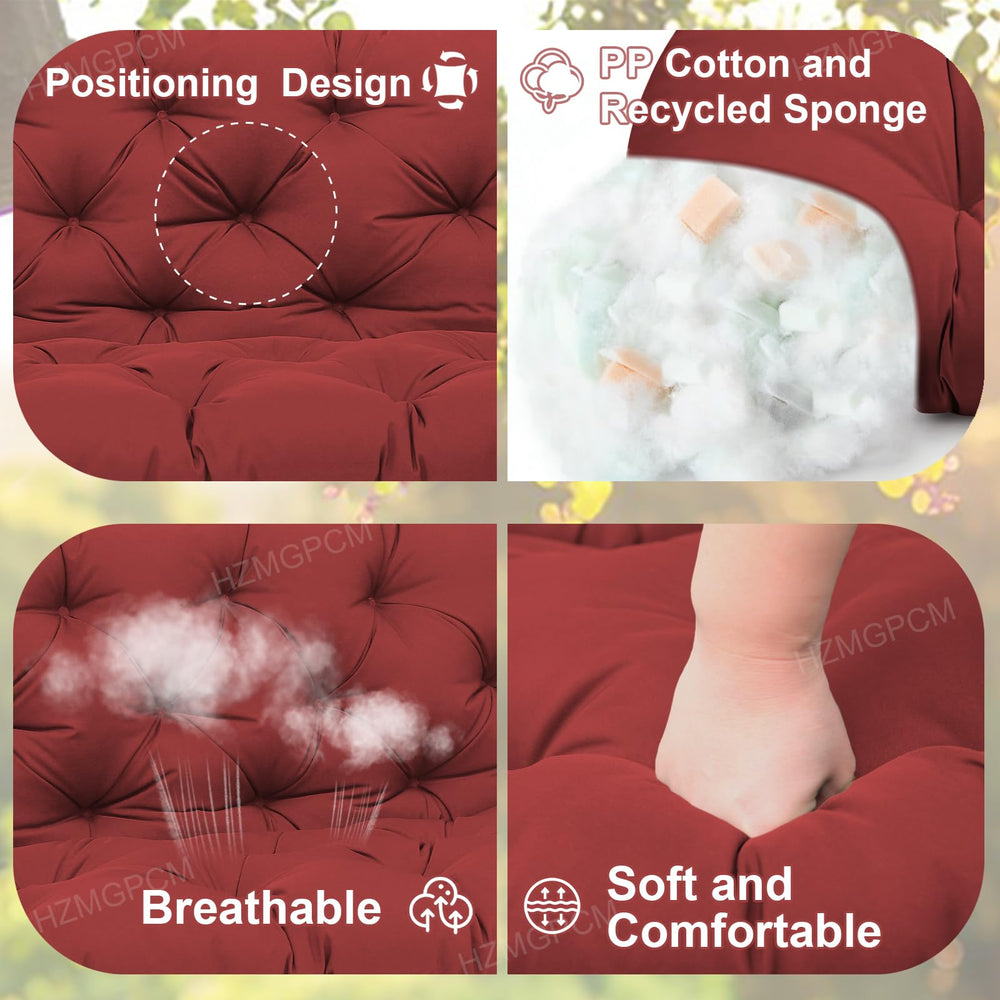 HZMGPCM cushions on a patio swing demonstrating cozy outdoor seating setup