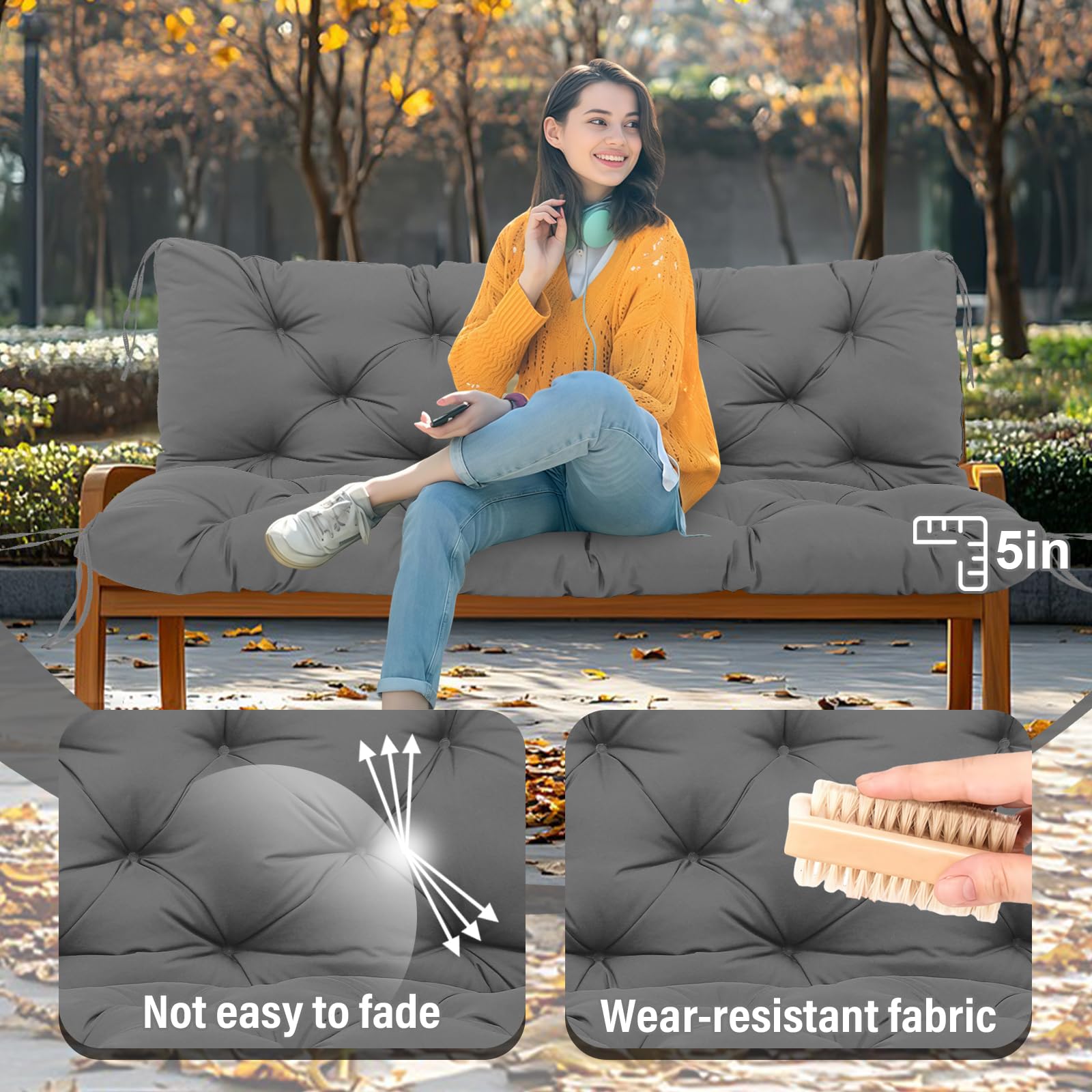 HZMGPCM side profile showing five-inch thickness for softer seating support