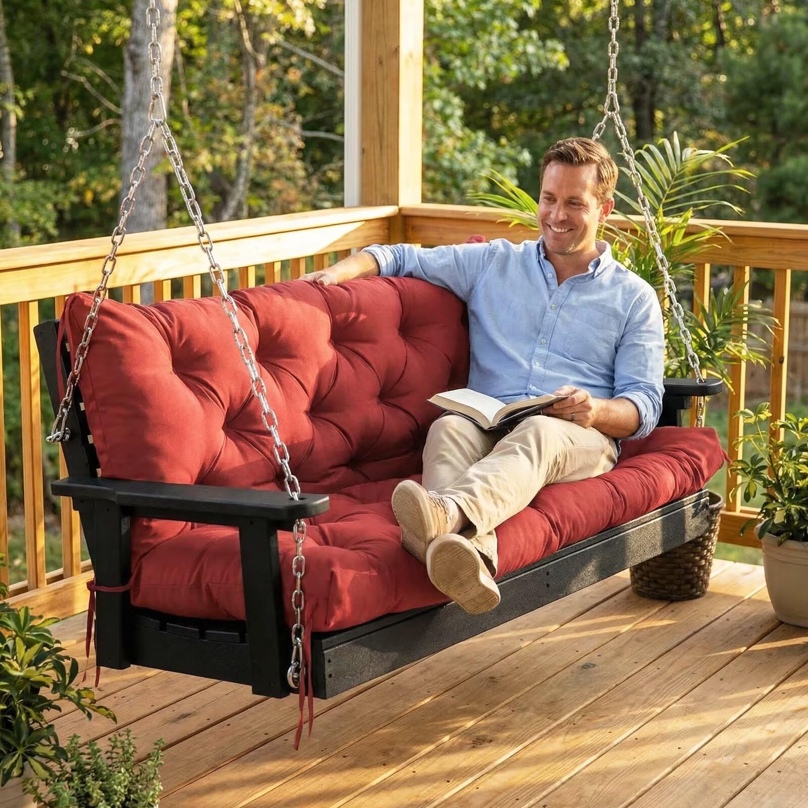 HZODJBH lifestyle patio setting showing coordinated outdoor relaxation