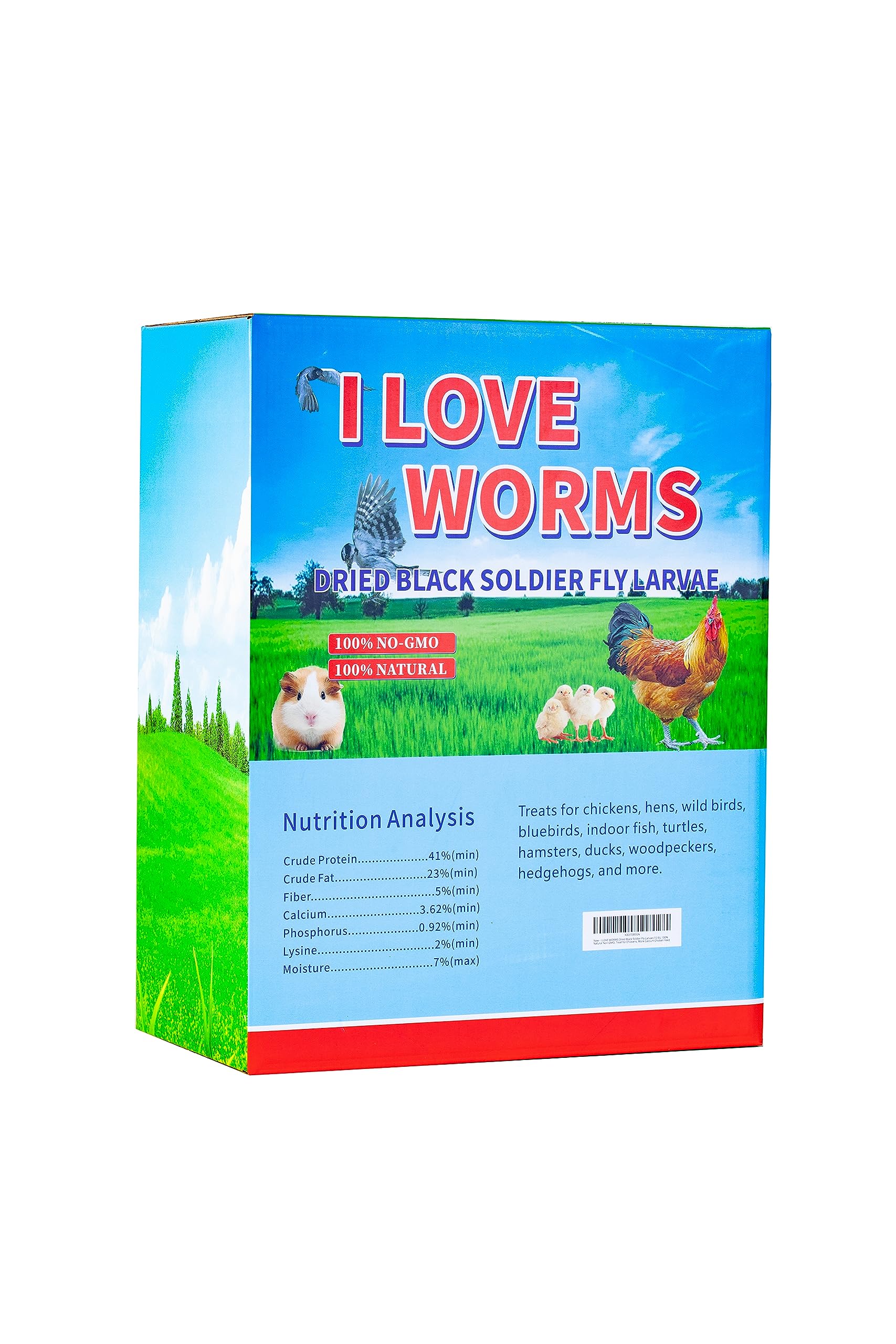 I LOVE WORMS close-up of dried larvae texture highlighting high protein benefit