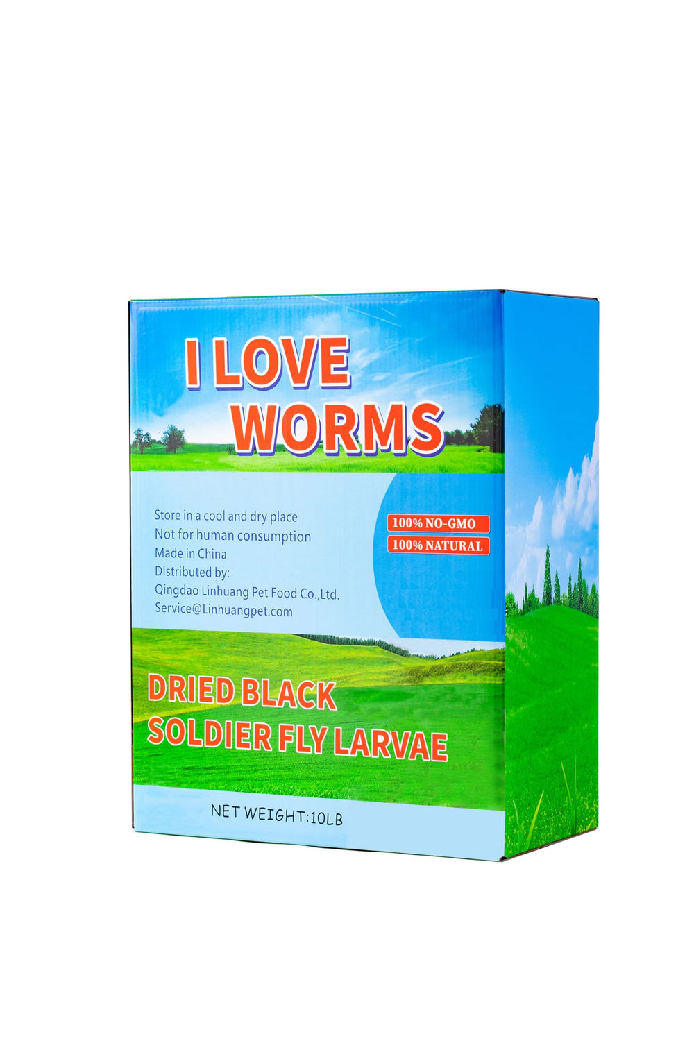I LOVE WORMS front packaging showing 10 lb bag and brand identification benefit