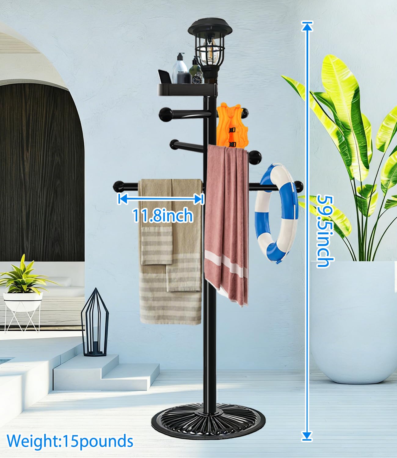 i365AMZ towel rack loaded with wet towels demonstrating drying capacity
