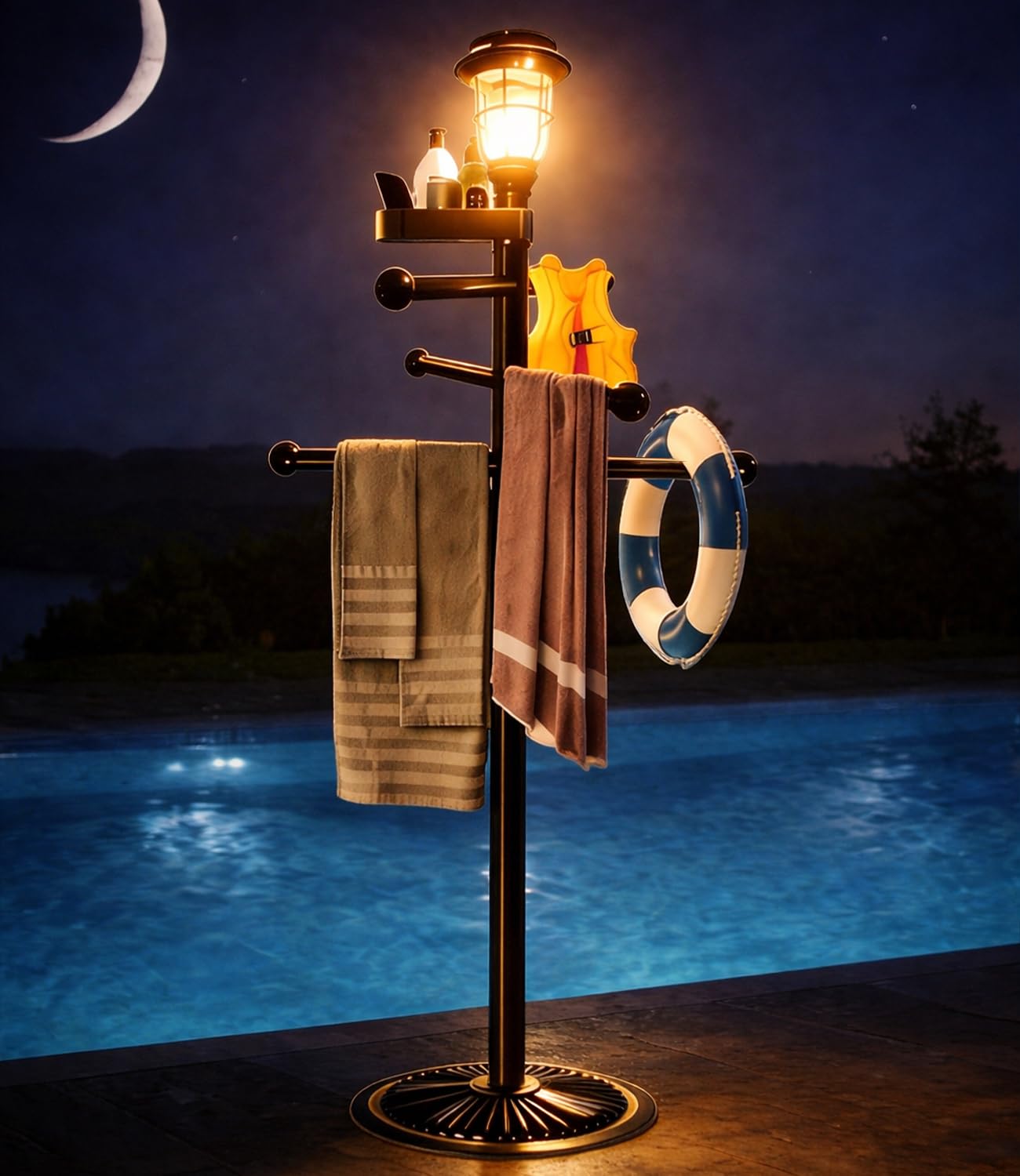 i365AMZ towel rack full view showing sturdy design and practical storage