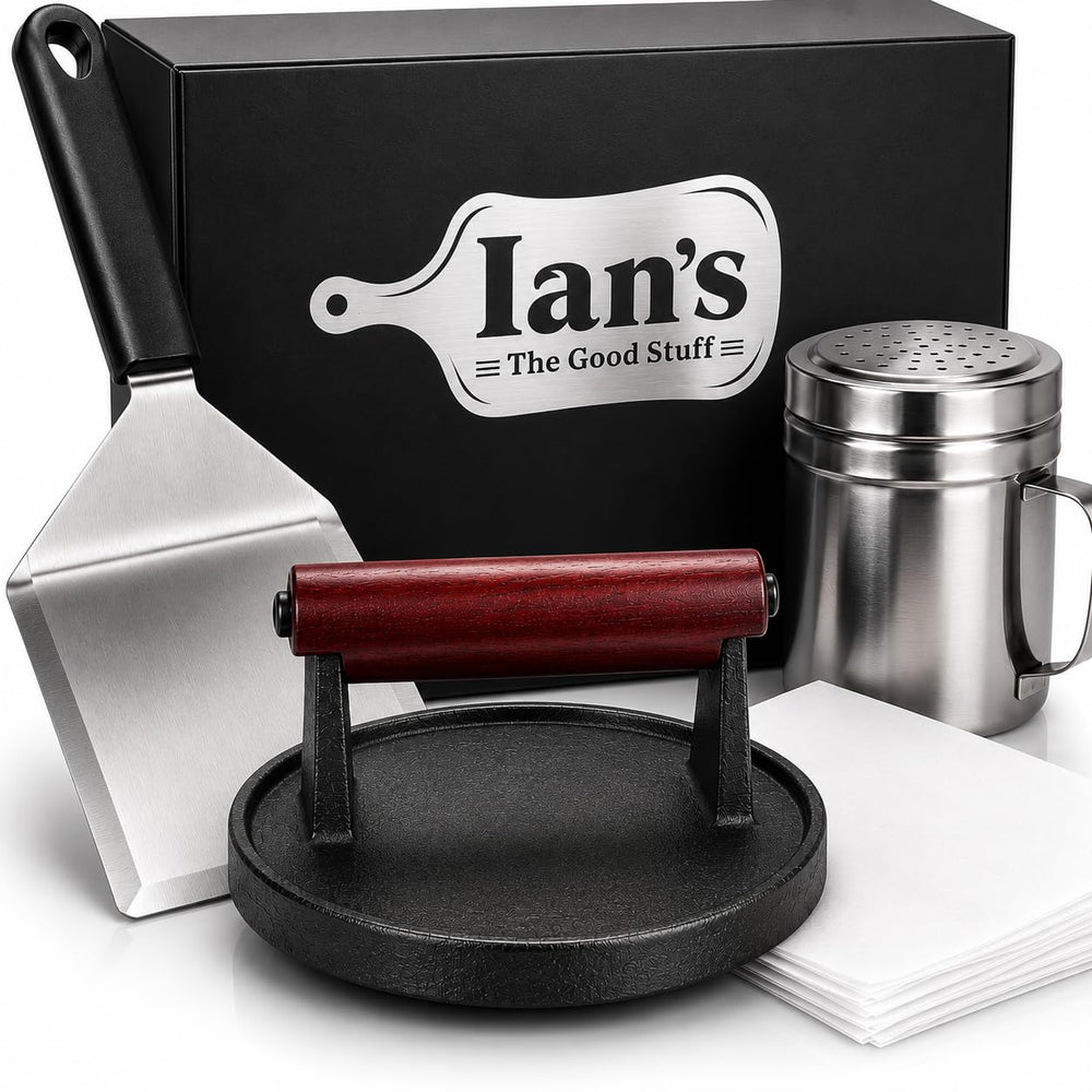 IAN's cast iron press front view showing durable build and consistent pressing benefit