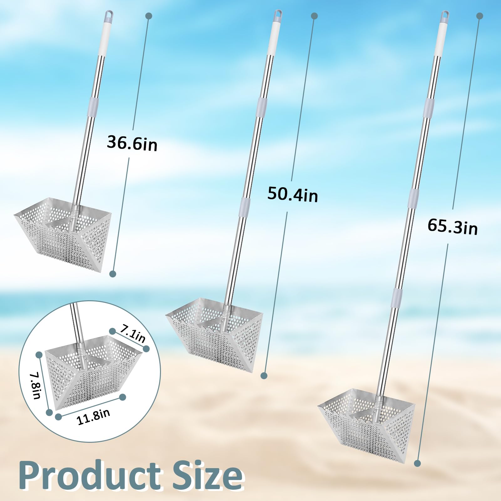 IAOVAW close-up of 13-inch sifter mesh for faster beach sorting