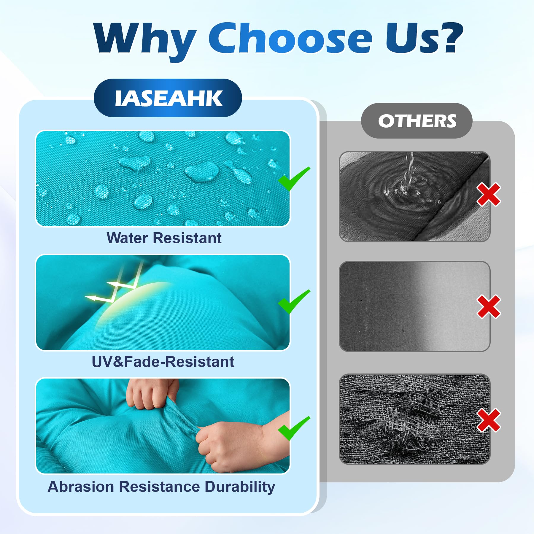 IASEAHK side profile highlighting 4.7-inch thickness and supportive foam filling for comfort