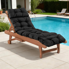IASEAHK front view of chaise cushion showing full-length fit and sleek black color for comfortable lounging