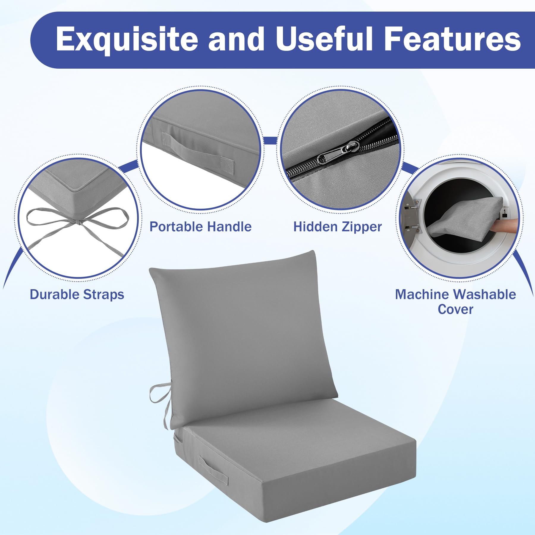 IASEAHK cushions tied to patio chairs staying secure and comfortable outdoors