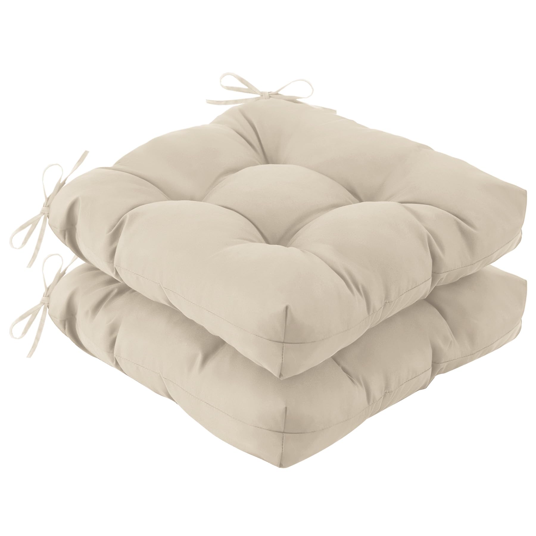 IASEAHK front view of two beige cushions showing neat finish and inviting comfort