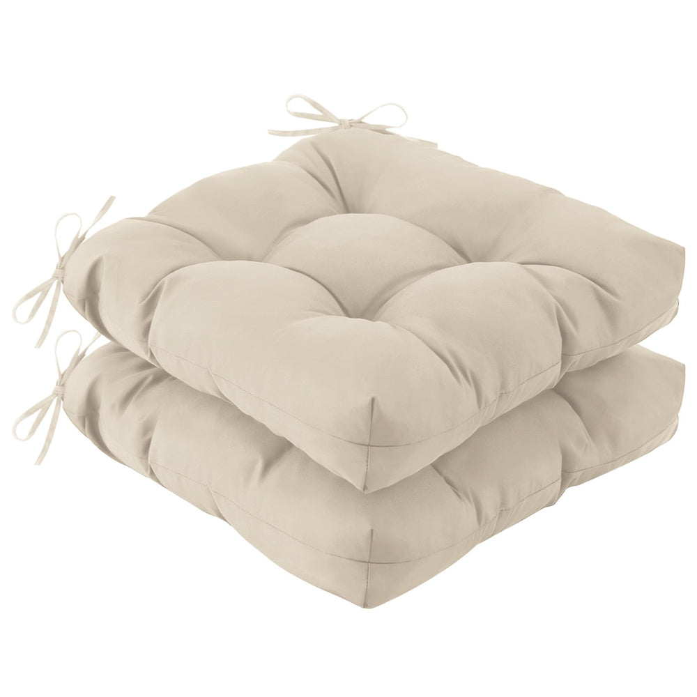 IASEAHK front view of two beige cushions showing neat finish and inviting comfort