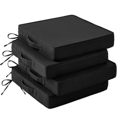 IASEAHK front view of four black patio cushions showing uniform fit and style