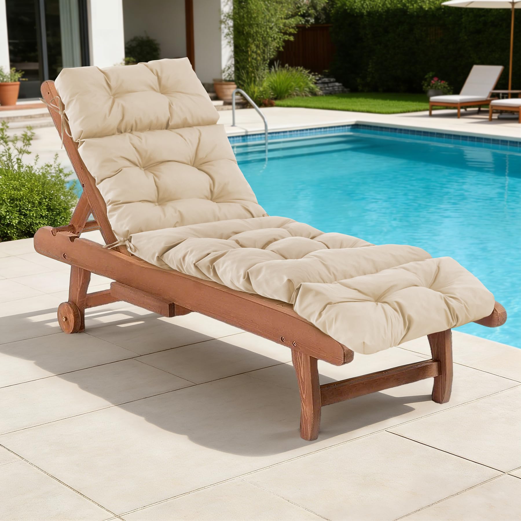 IASEAHK front view of full-length chaise cushion showing comfortable profile