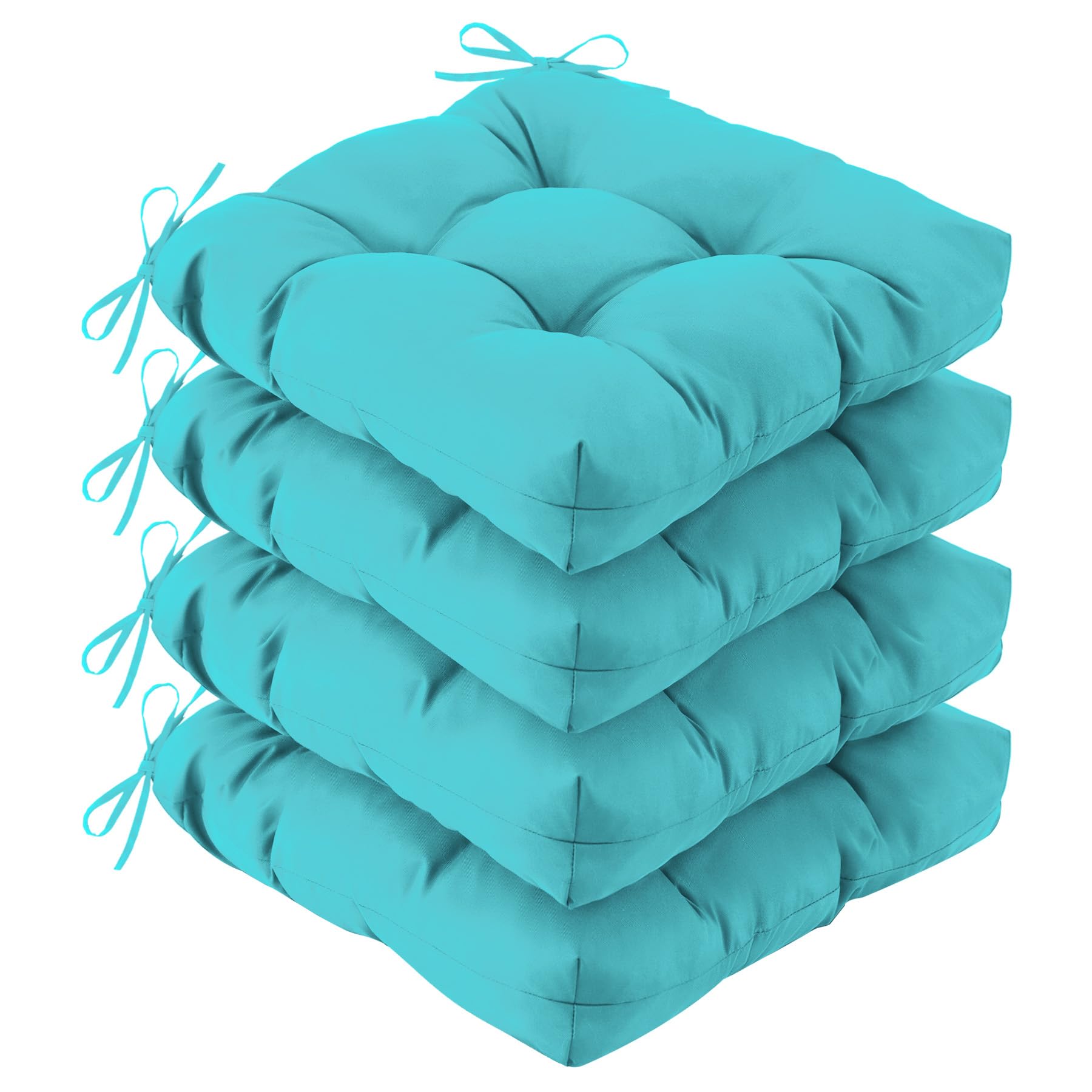 IASEAHK front view of four teal cushions showing coordinated patio refresh benefit