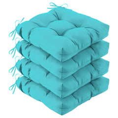 IASEAHK front view of four teal cushions showing coordinated patio refresh benefit