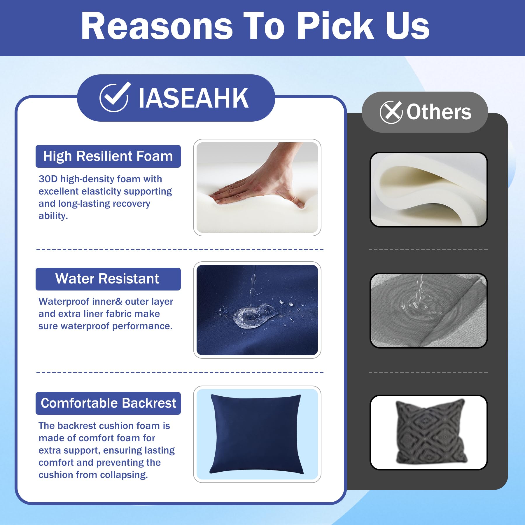 IASEAHK hidden zipper on cushion cover for easy removal and neat appearance